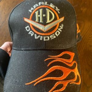 Vintage Bold Harley-Davidson Black and Orange Cap